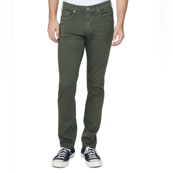 Paige Transcend Lennox Slim Jean in Pine Shade Green